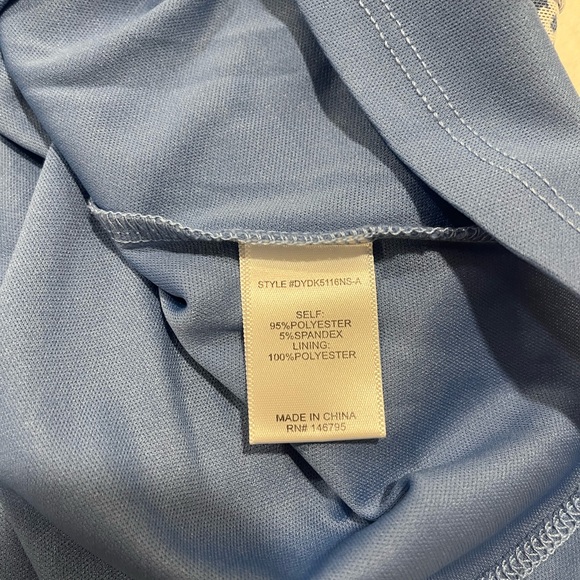 Dee Elly Blue Floral Mesh Mini Dress with Lace Trim - Size Small - Picture 6 of 9